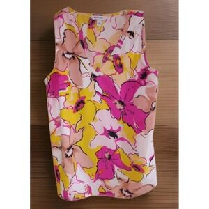 Nine West Womens Size S  V- Neck  Feminine Chic Colorful sleeveless Top Lined